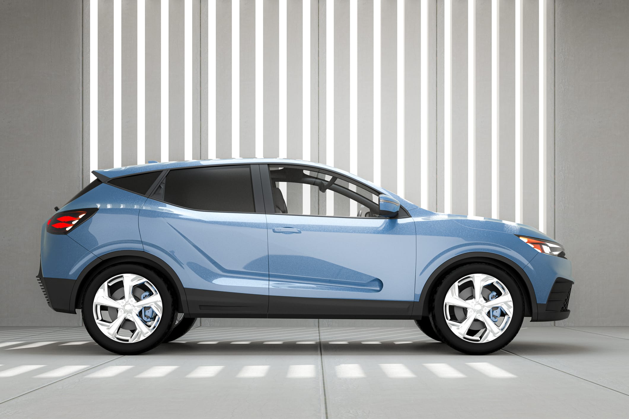 Generic modern SUV car in concrete garage